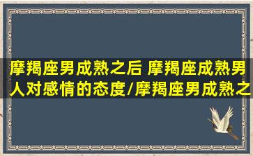 摩羯座男成熟之后 摩羯座成熟男人对感情的态度/摩羯座男成熟之后 摩羯座成熟男人对感情的态度-我的网站